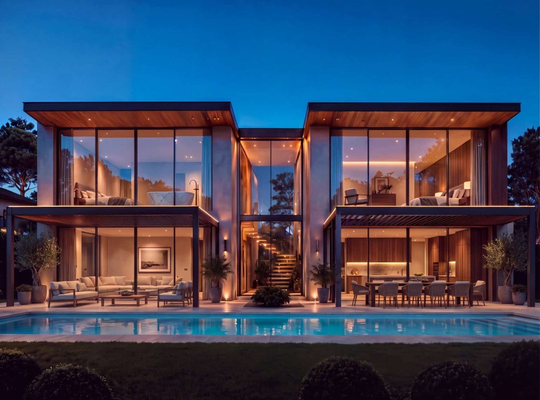 Villa-vendita-fortedeimarmi-render esterno notturno